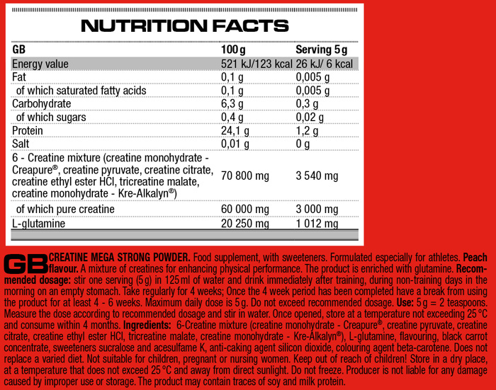 Nutrend Creatine Mega Strong Powder 500 g facts