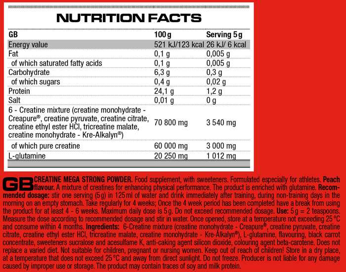 Nutrend Creatine Mega Strong Powder 500 g faits et chiffres
