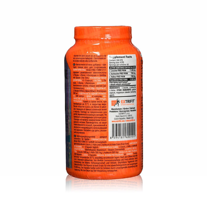 Extrifit BCAA 2000 mg 2:1:1 240 capsules facts