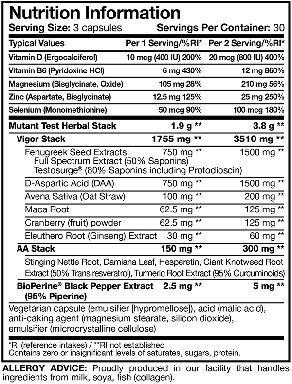 PVL Mutant Test 90 cápsulas hechos