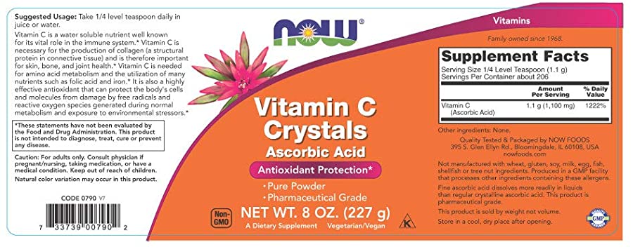 NOW Foods Vitamin C Crystals 227g facts