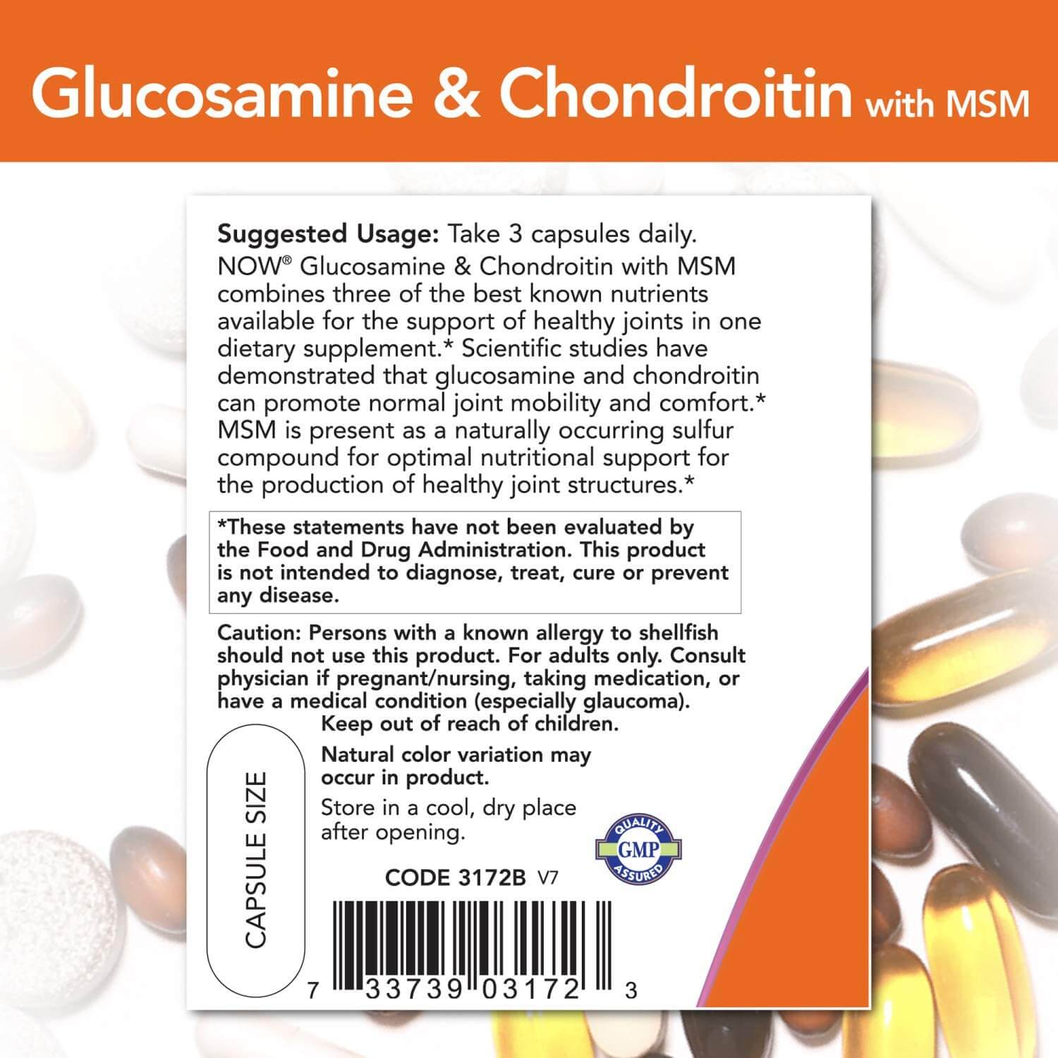 NOW Foods Glucosamine &amp; Chondroitin con MSM 90 capsule fatti