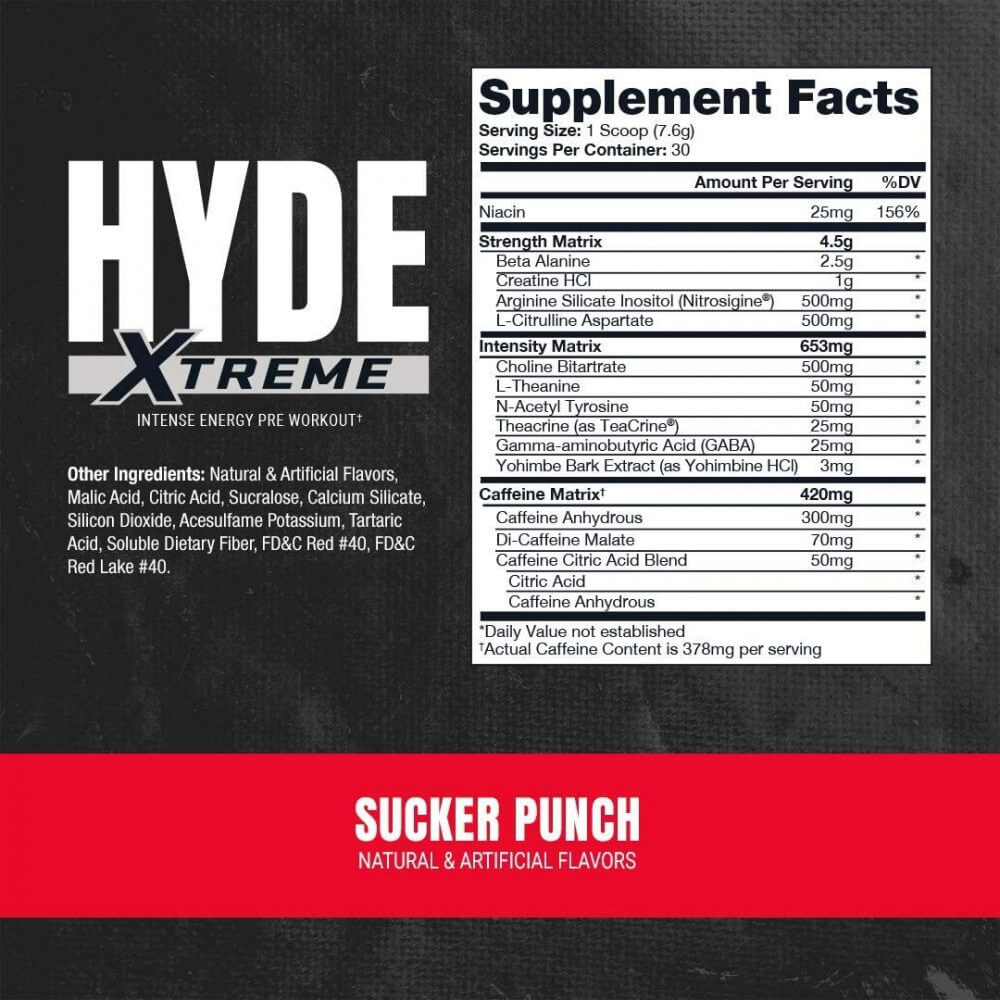 ProSupps Hyde Extreme 222g * Datos de la versión estadounidense