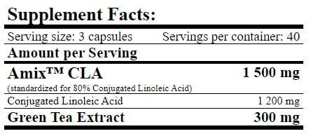 Amix CLA 1200 + Green Tea 120 Tabletten facts
