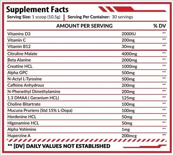 Hero Nutrition RED ALERT DMAA 315g facts