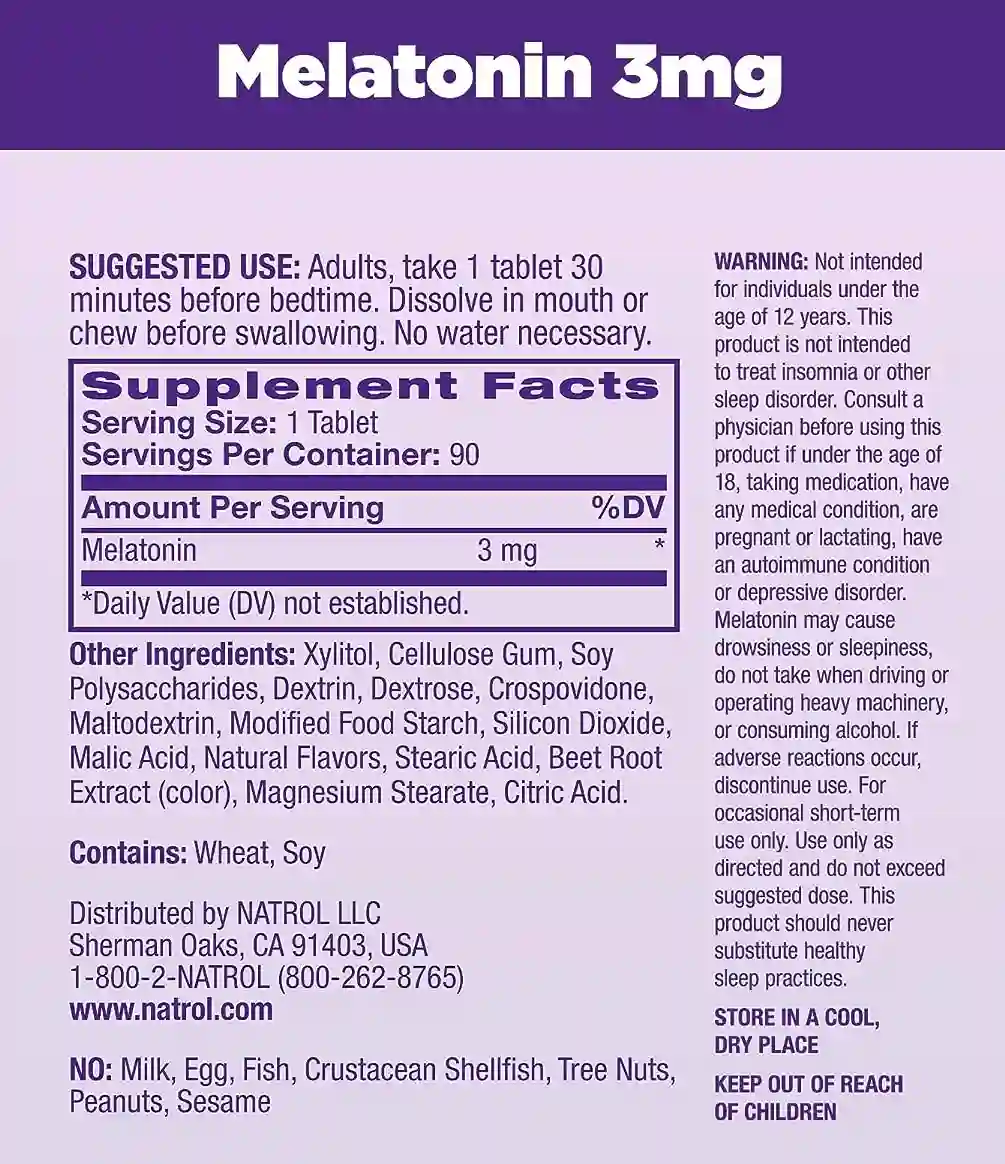 natrol-melatonina-3mg-90 compresse-fatti