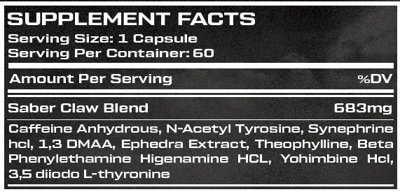 Saber Claws Labs Astralean 60 caps facts